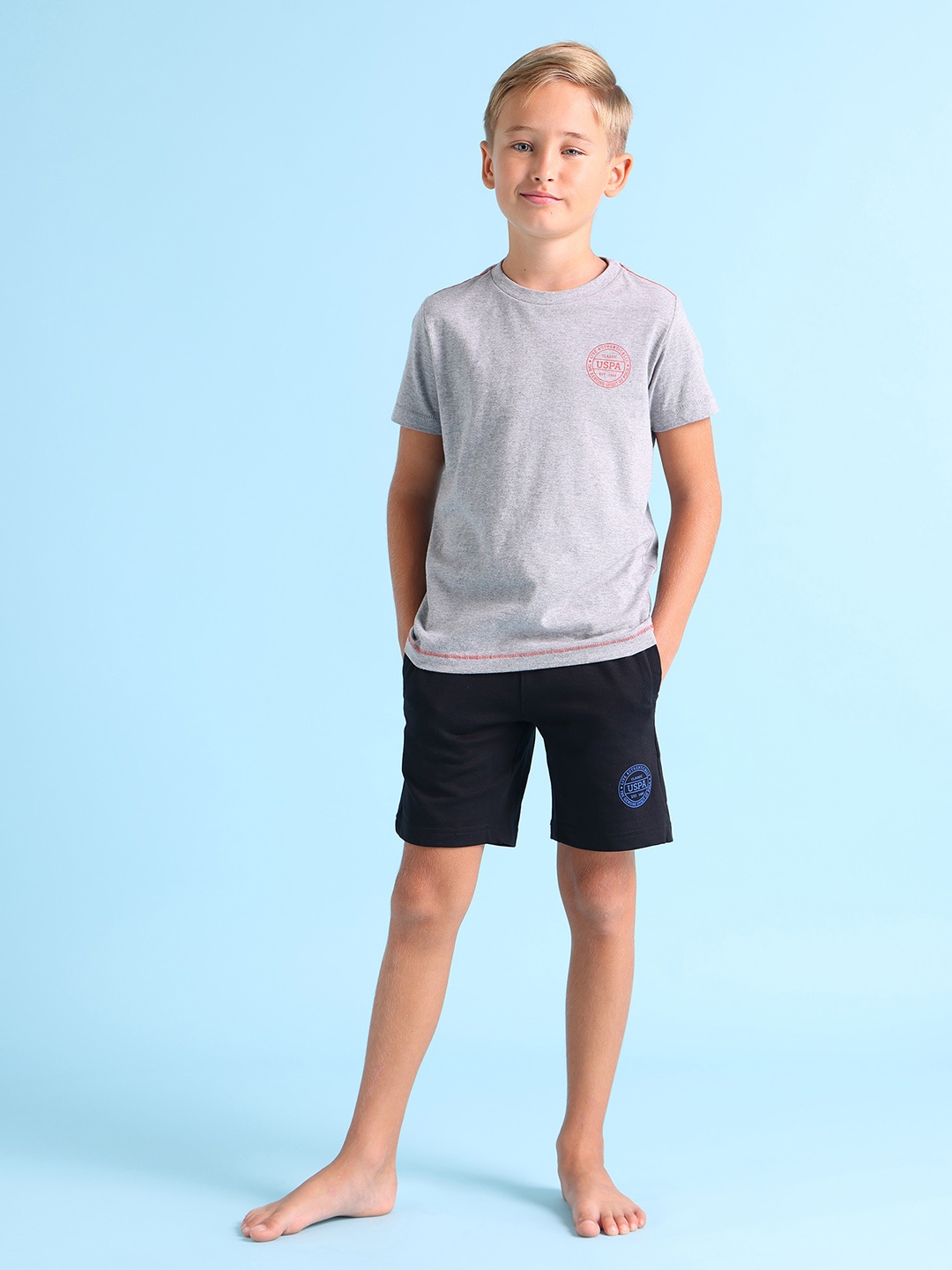 

U.S. Polo Assn. Kids Boys Grey Applique T-shirt
