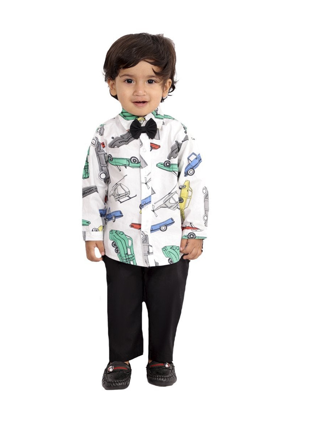 

The Mom Store Boys Multicoloured Graphic Printed Co-Ords Set with a Bow, Multi