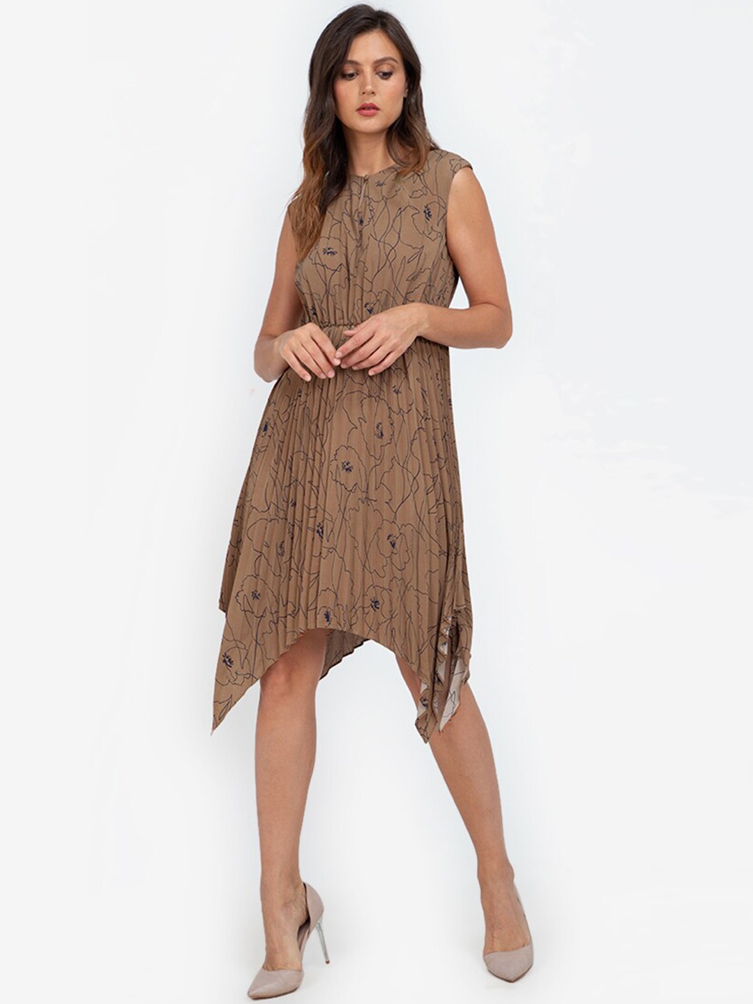 

ZALORA WORK Women Brown Floral A-Line Dress