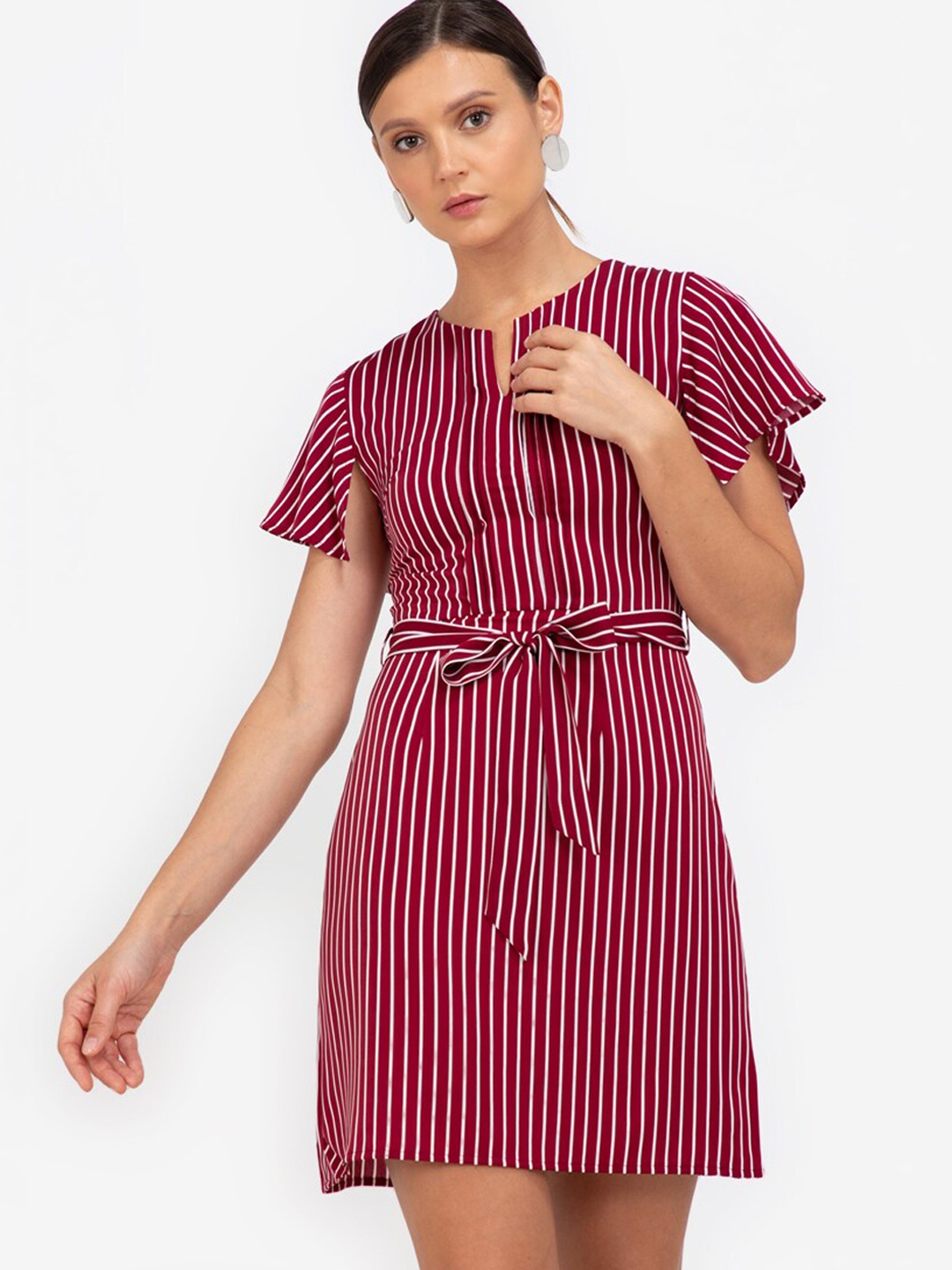 

ZALORA WORK Women Red & White Striped A-Line Dress
