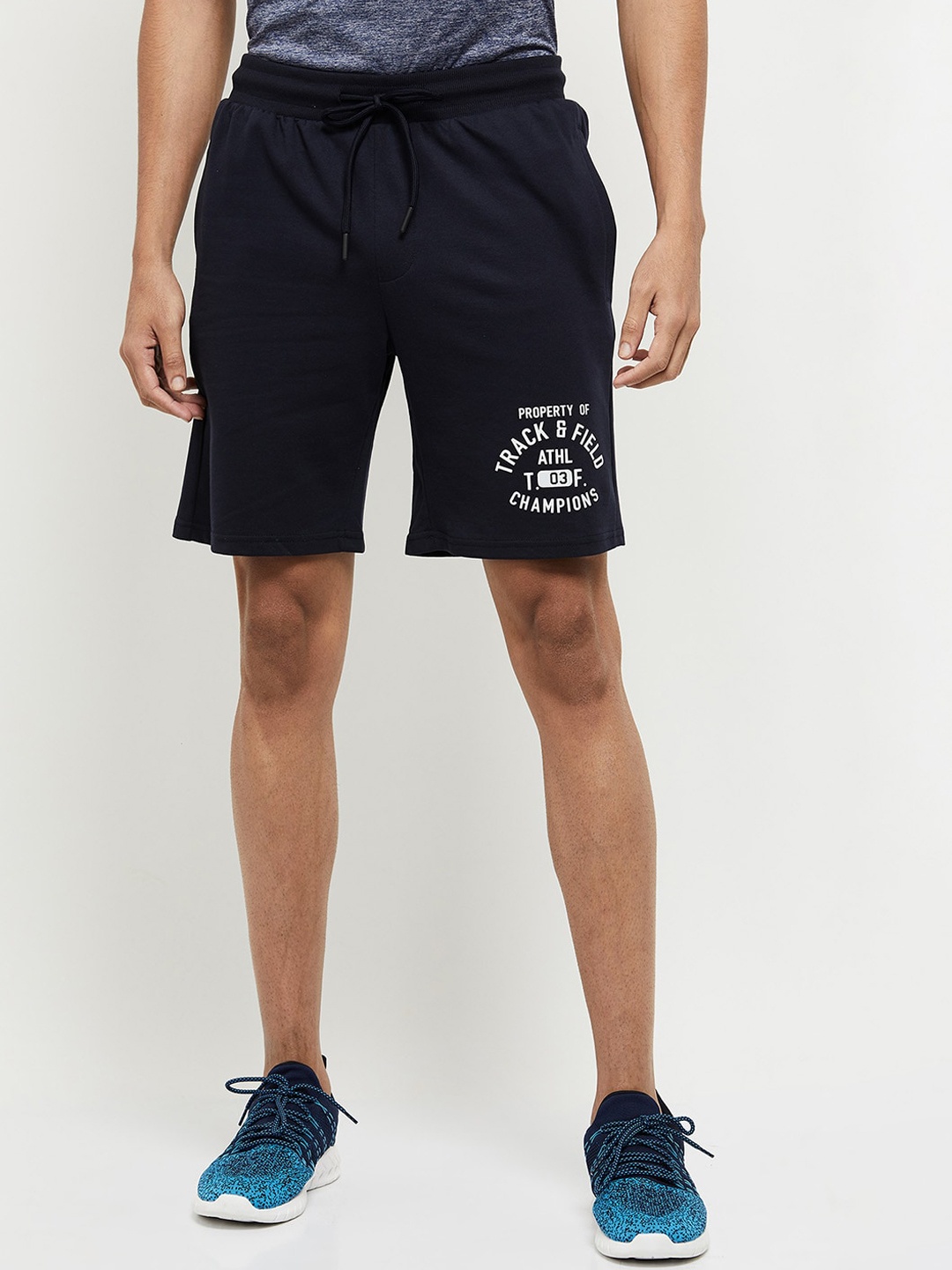 

max Men Navy Blue Regular Fit Sports Shorts