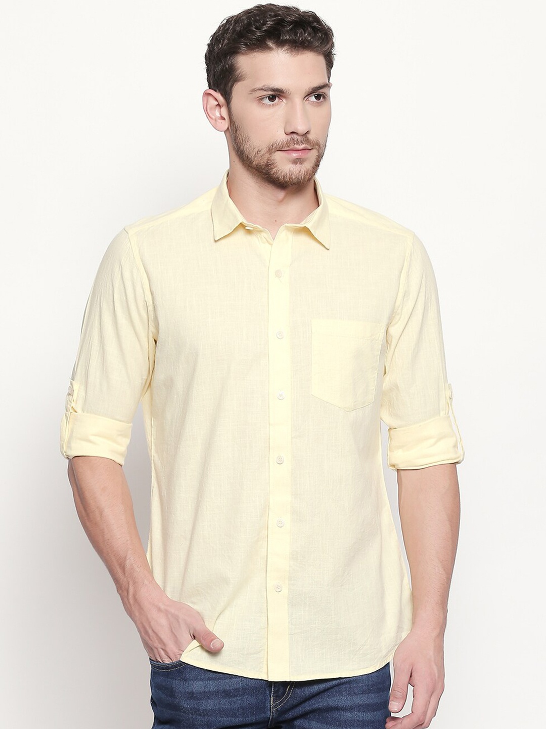 

EVOQ Men Yellow Comfort Regular Fit Casual Shirt
