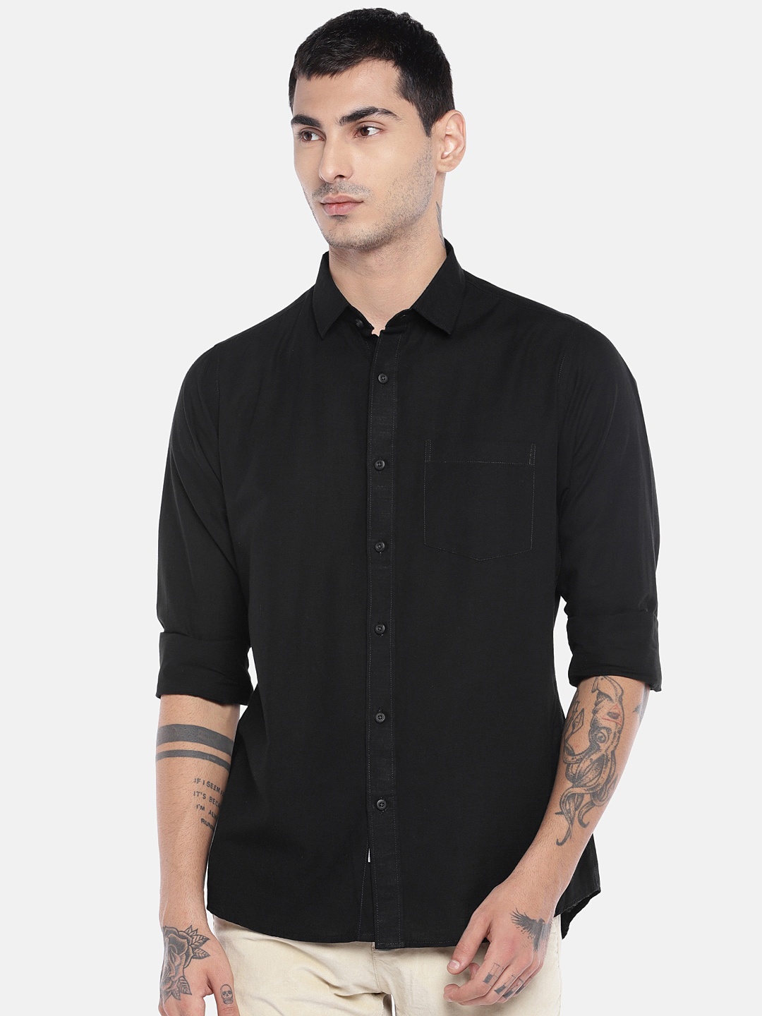 

EVOQ Men Black Solid Comfort Regular Fit Casual Shirt