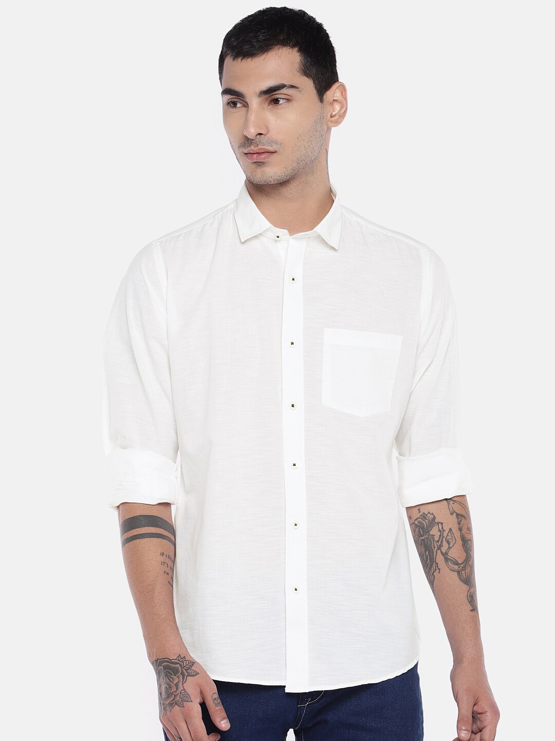 

EVOQ Men White Comfort Regular Fit Casual Shirt