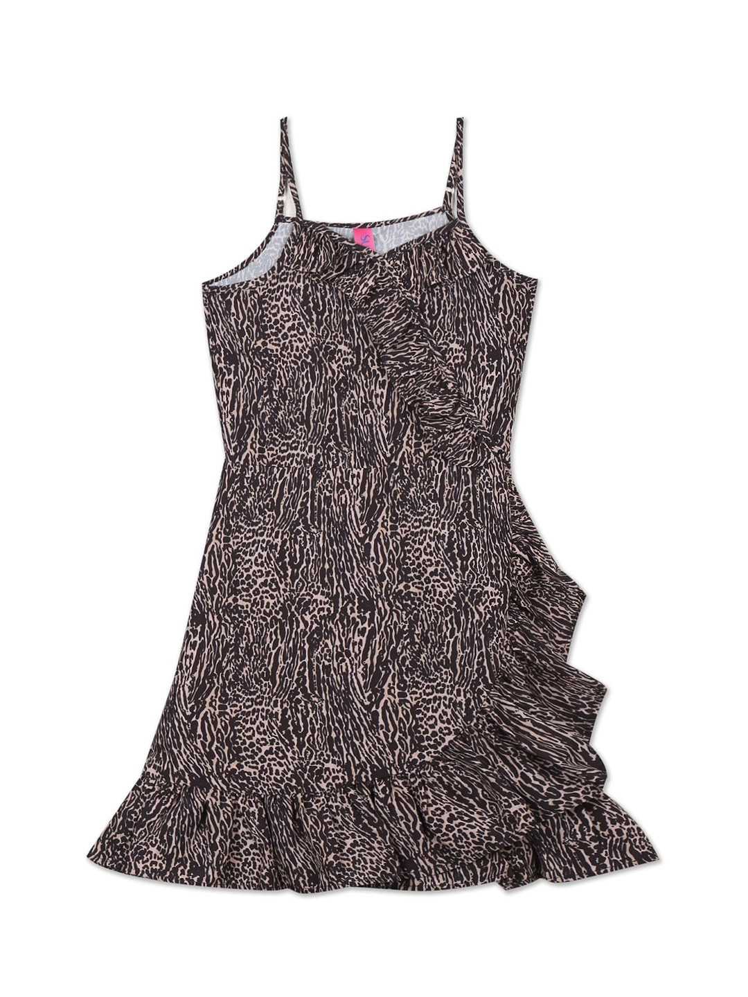 

SUGR Girl Beige & Black Animal Printed A-Line Dress