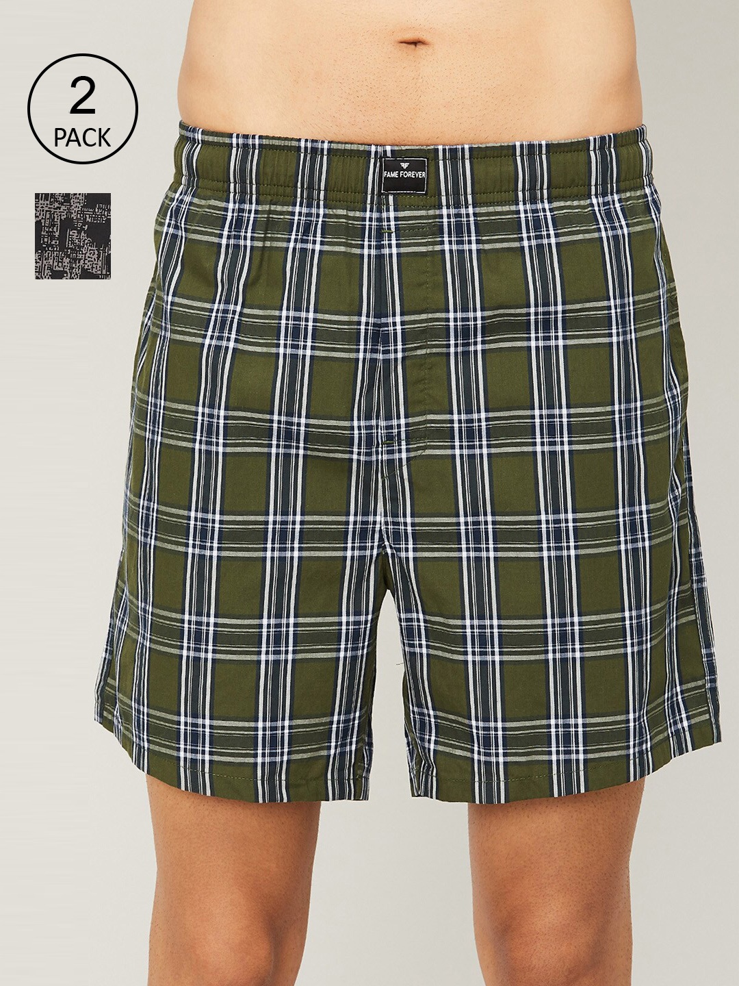

Fame Forever by Lifestyle Men Pack of 2 Black & Green Pure Cotton Boxers