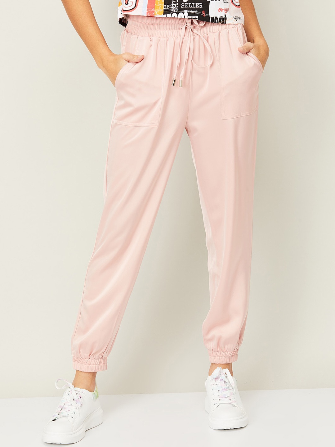 

CODE by Lifestyle Women Pink High-Rise Joggers Trousers