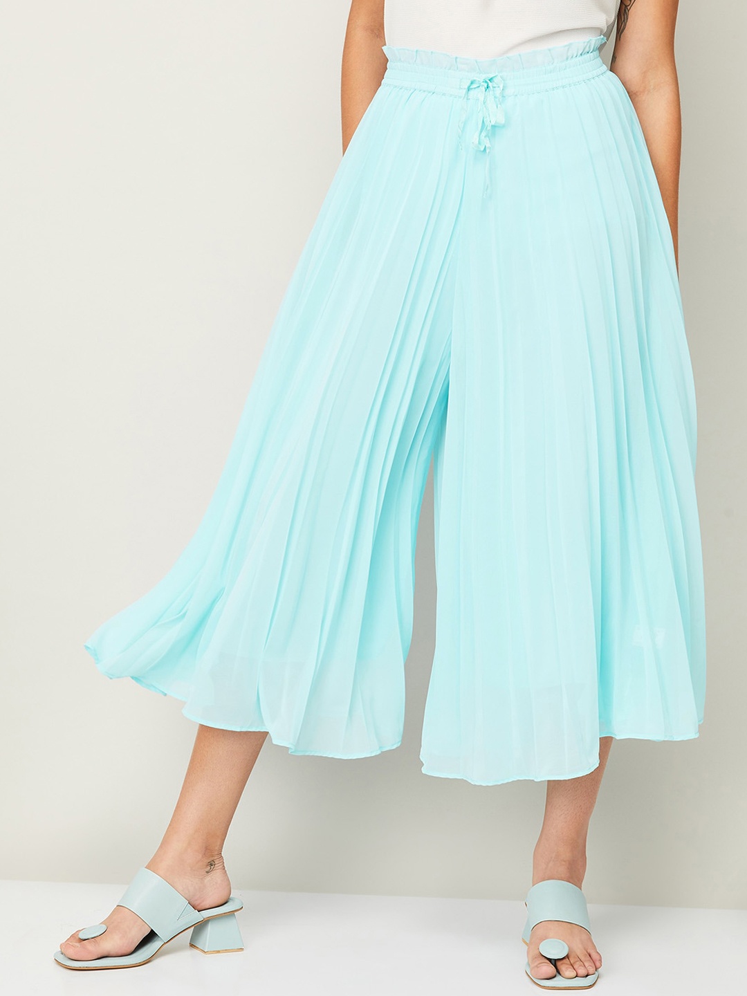 

CODE by Lifestyle Women Blue High-Rise Pleated Culottes