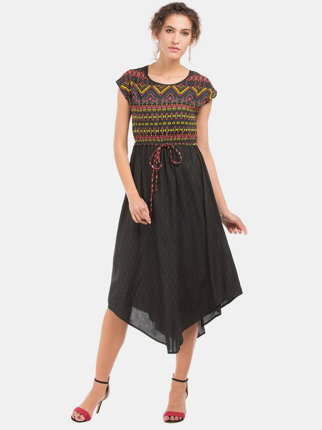 

Bronz Black & Yellow Midi Dress