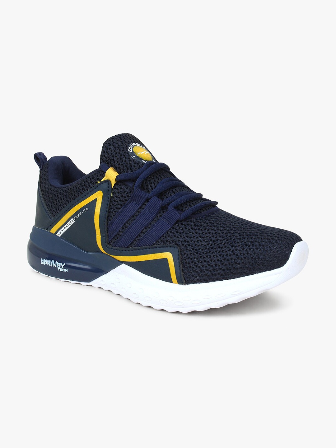 

Columbus Men Navy Blue & Yellow Running Shoes