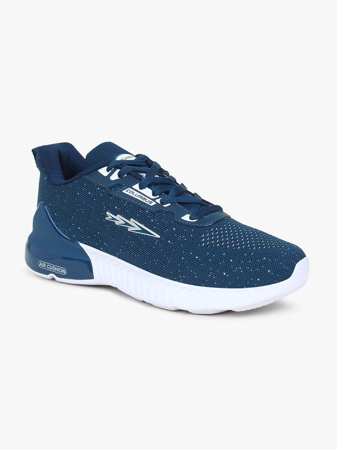 

Columbus Men Blue & White Mesh Non-Marking Lace-Up Running Shoes