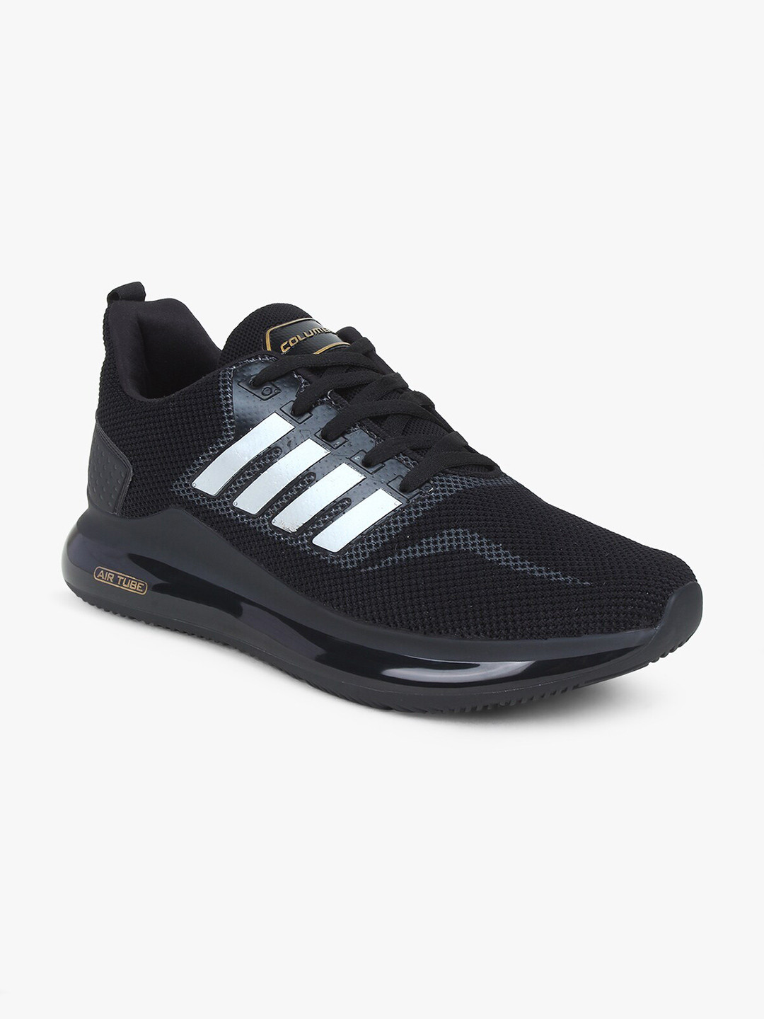 

Columbus Men Black & White Mesh Running Shoes