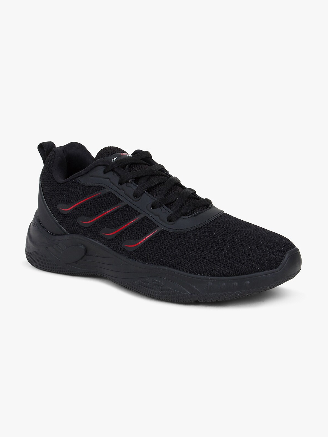 

Columbus Men Black & Red Mesh Non-Marking Lace-Up Running Shoes