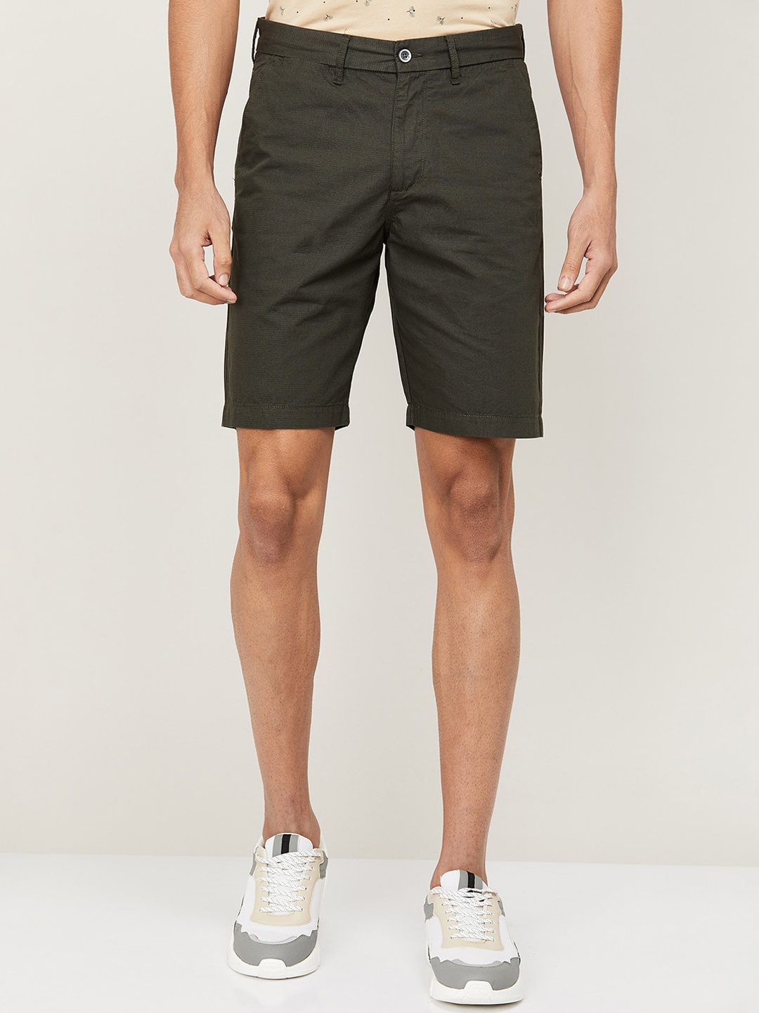 

CODE by Lifestyle Men Olive Green Mid-Rise Shorts