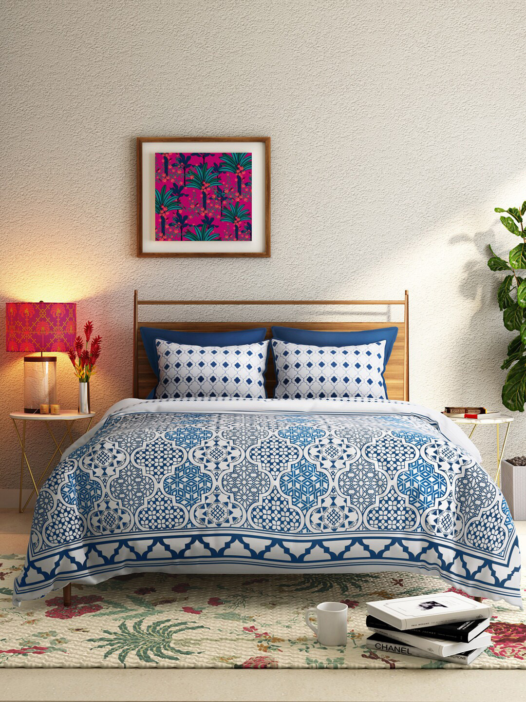 

India Circus by Krsnaa Mehta Blue & White Ethnic Motifs AC Room Double Bed Dohar