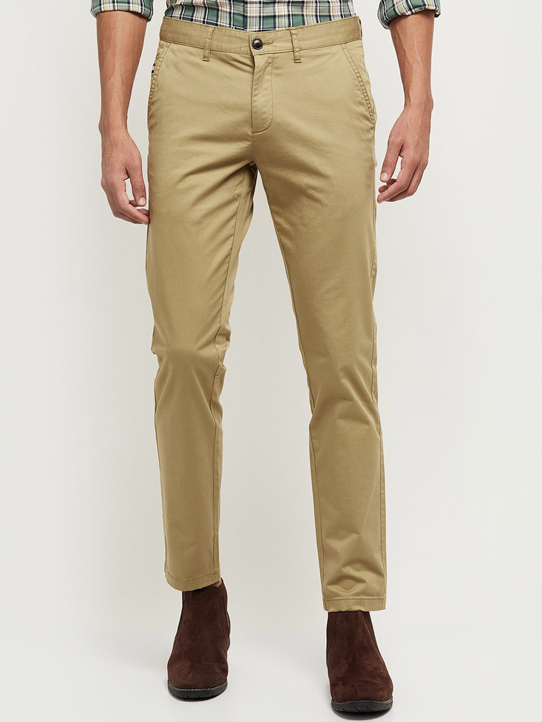 

max Men Khaki Cotton Chinos Trousers