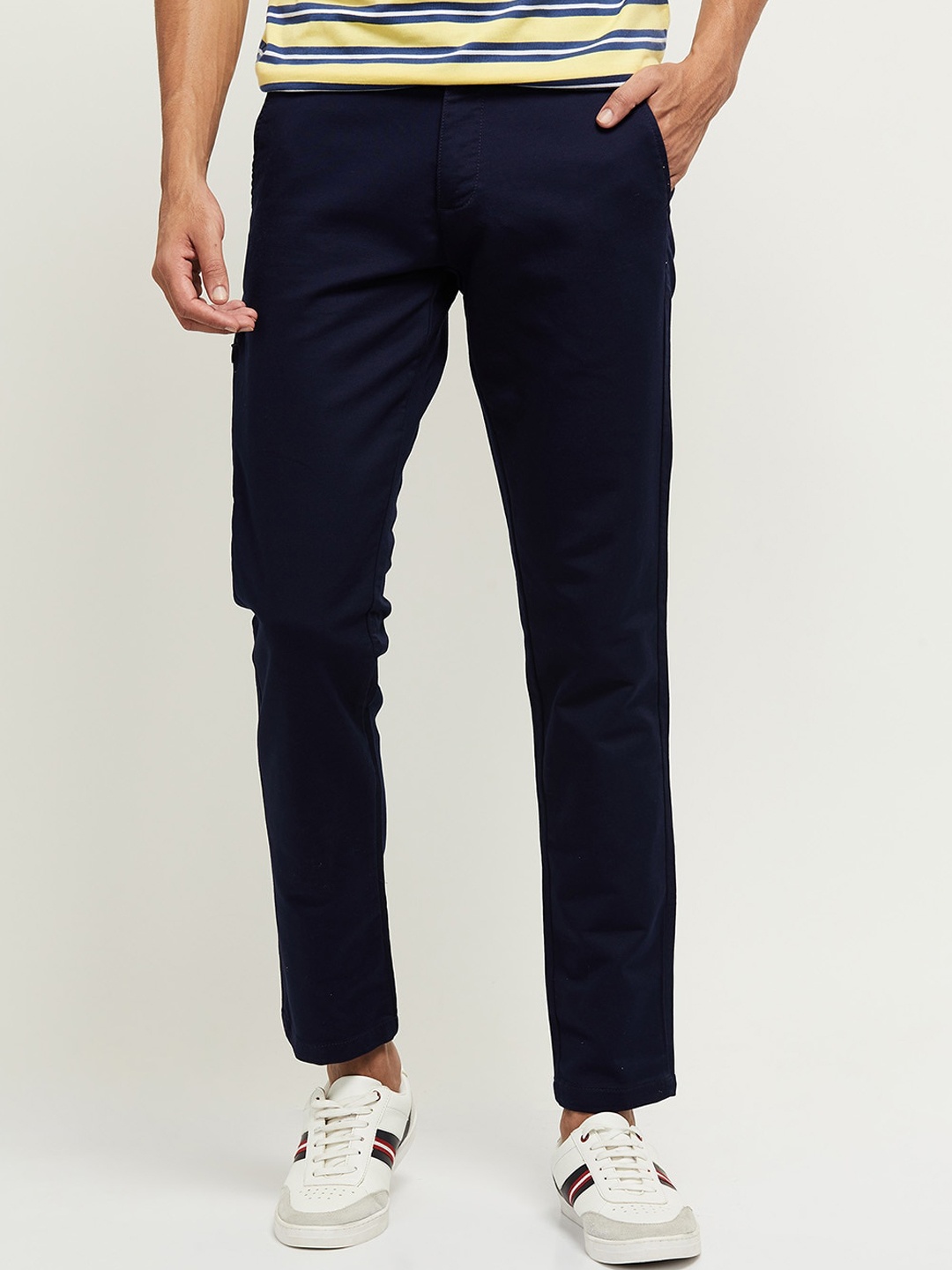 

max Men Navy Blue Trousers