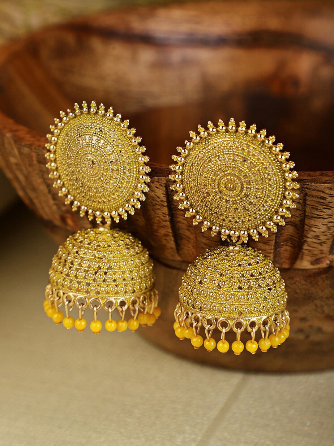 

Shining Diva Yellow Gold Plated Jhumkas Earrings