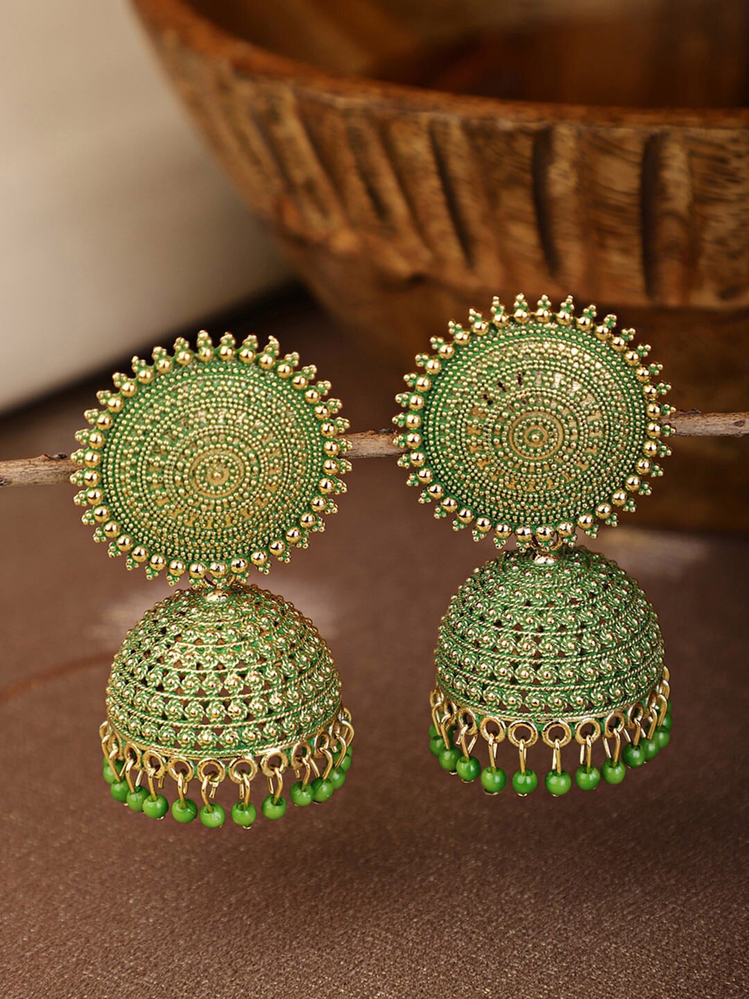 

Shining Diva Green Jhumkas Earrings