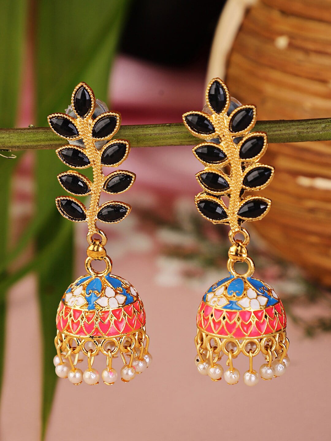 

Shining Diva Multicoloured Contemporary Jhumkas Earrings, Multi