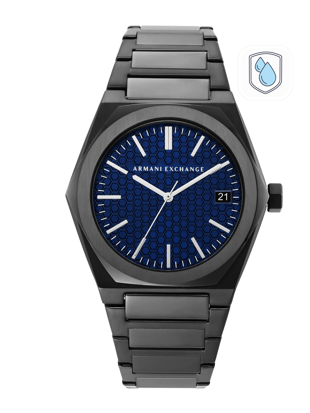 

Armani Exchange Men Blue & Gunmetal Toned Stainless Steel Analogue Watch AX2811
