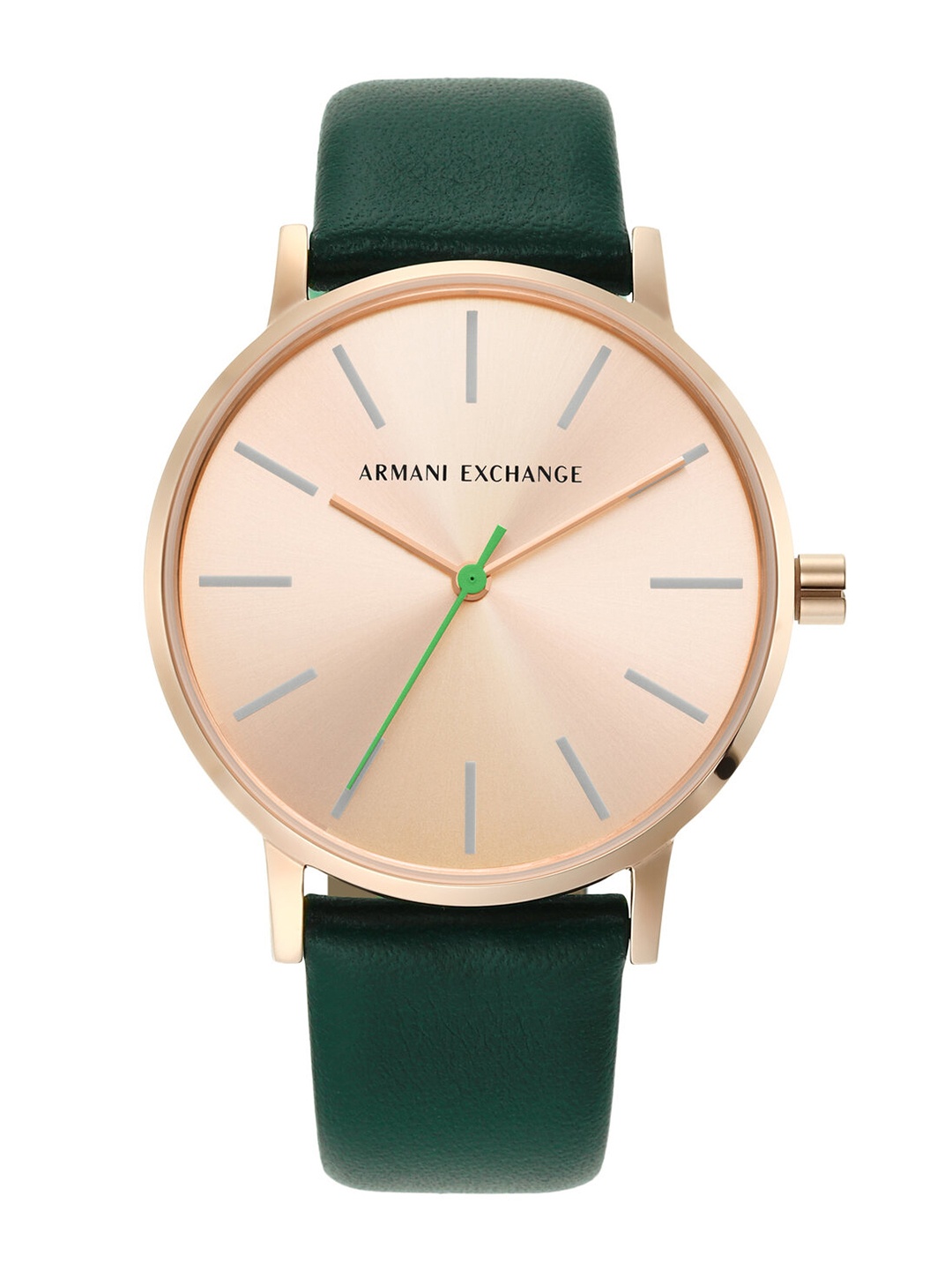 

Armani Exchange Women Rose Gold-Toned Dial & Green Leather Straps Analogue Watch AX5577