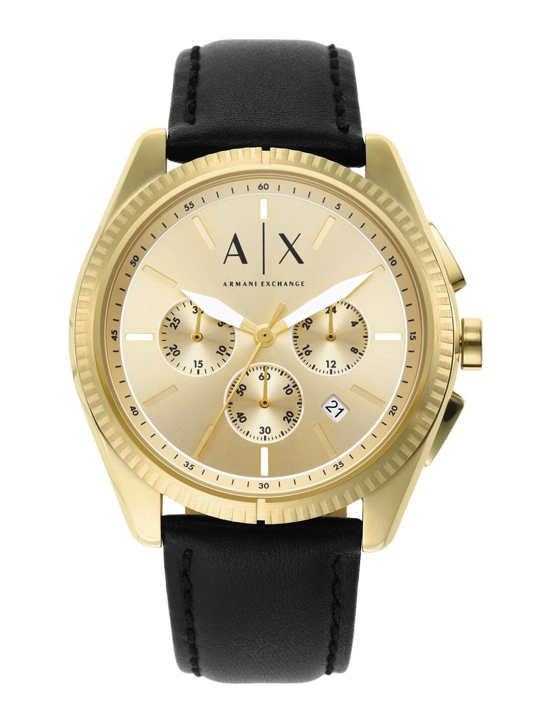 

Armani Exchange Men Gold-Toned Dial & Black Straps Analogue Multi Function Watch - AX2861