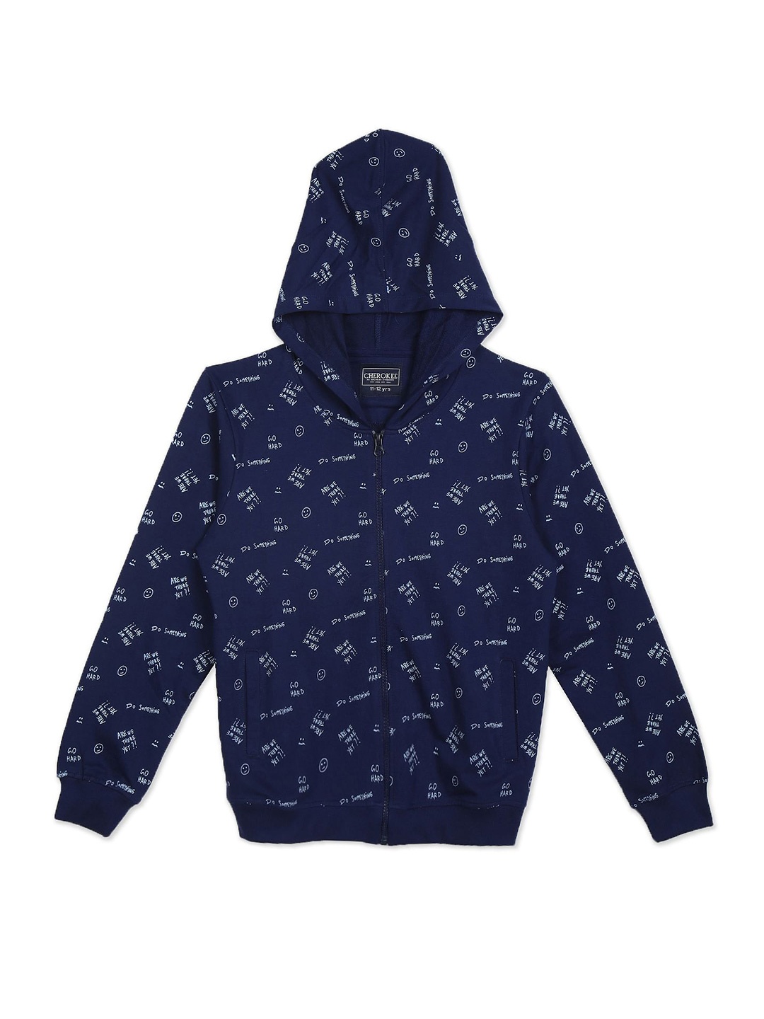 

Cherokee Boys Navy Blue Printed Hooded Sweatshirt