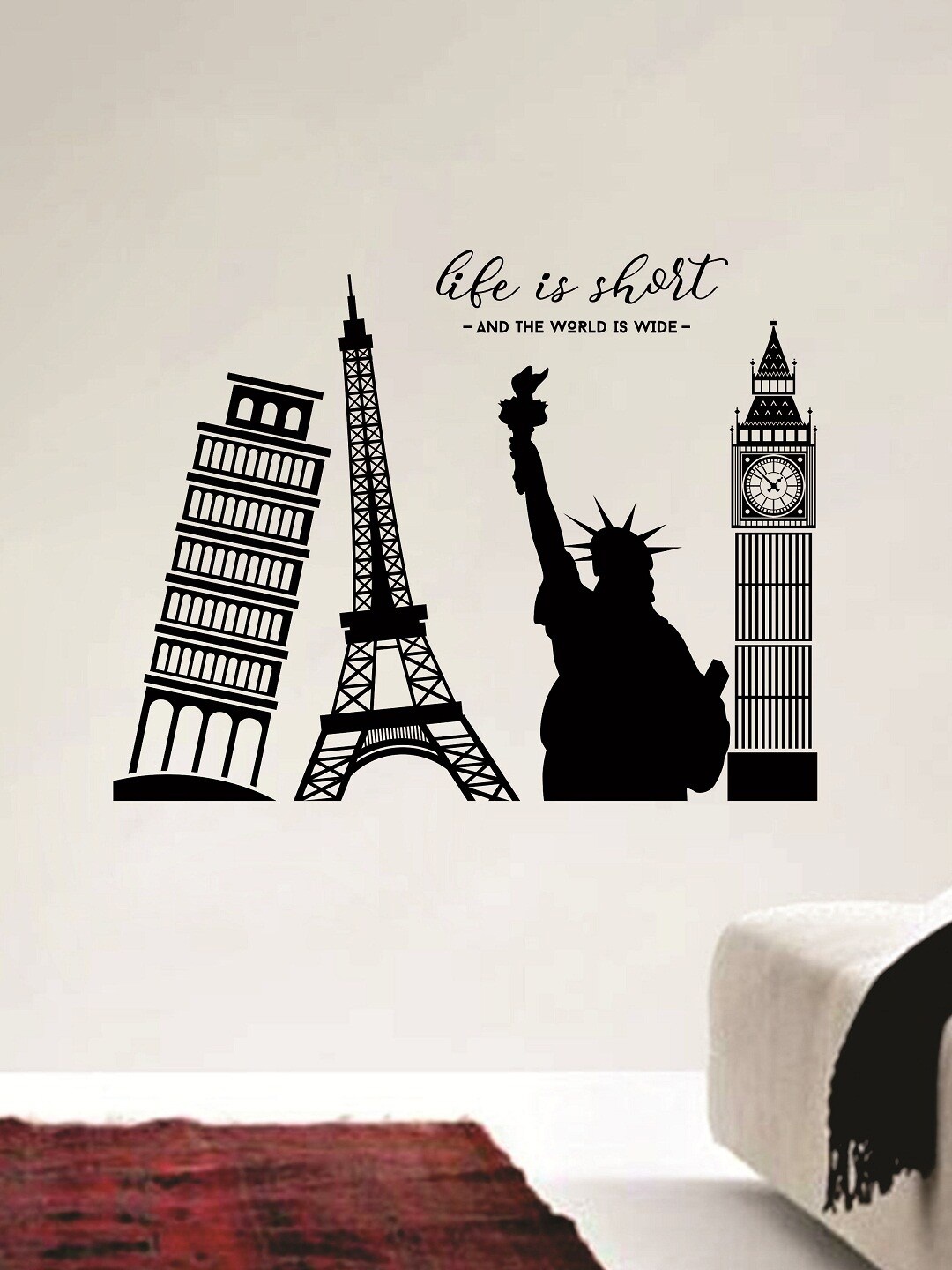 

WALLSTICK Black Life is Short Large Vinyl Sticker (Pack of 1)