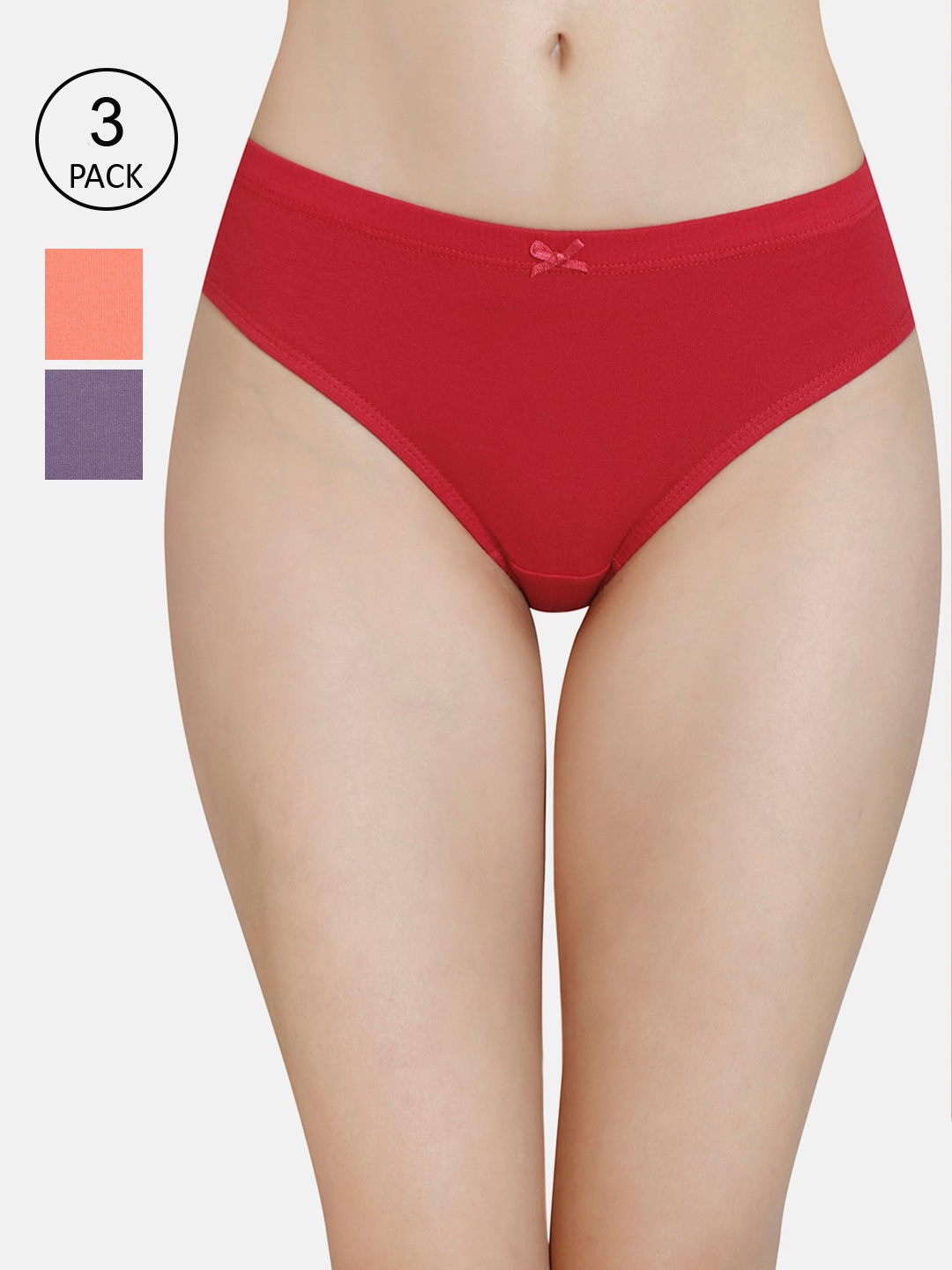 

Amante Women Pack of 3 Mid Rise Bikini Brief - PPK33005, Red