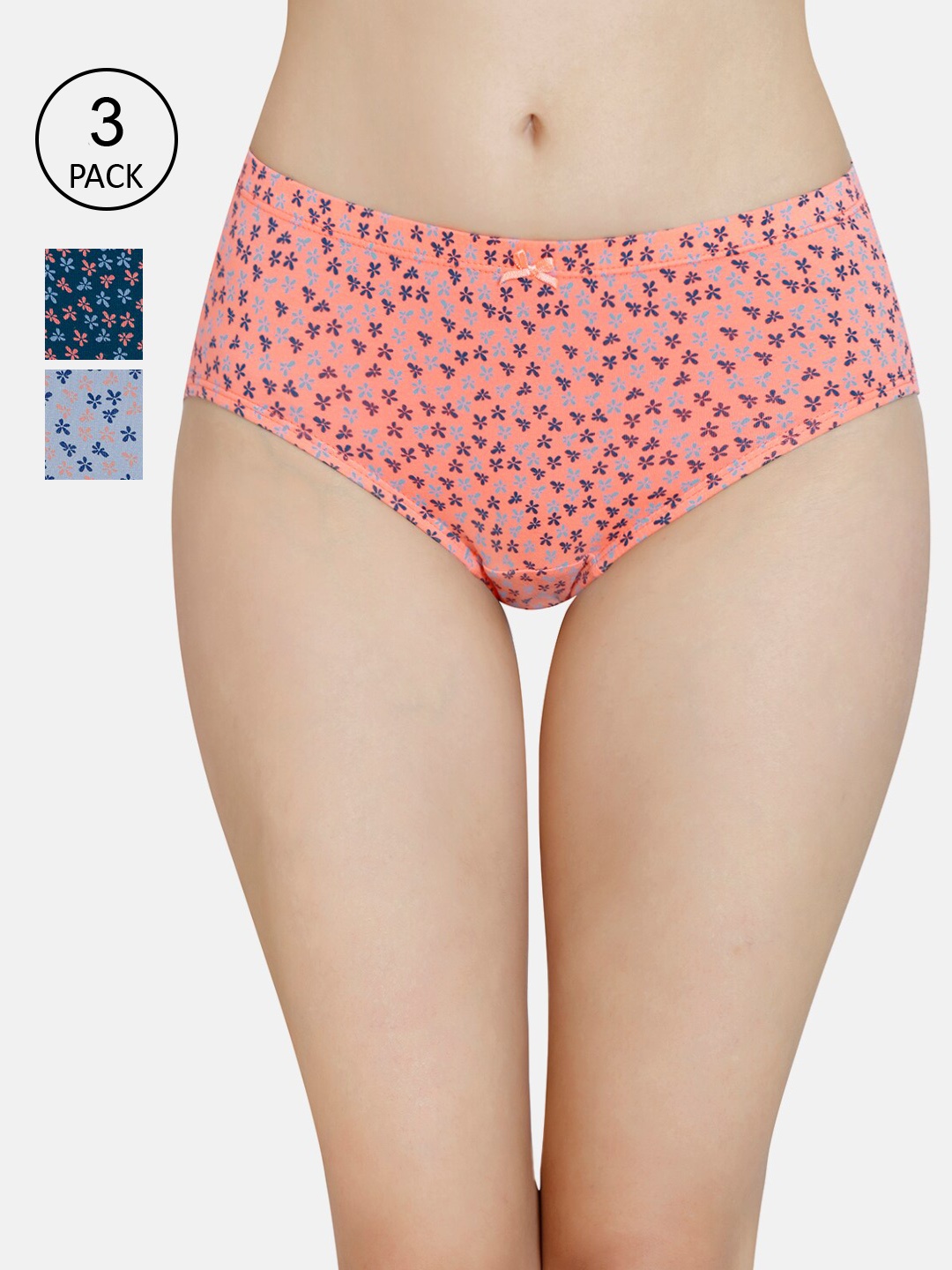 

Amante Women Pack of 3 Printed Mid Rise Hipster Briefs-PPK43105, Pink