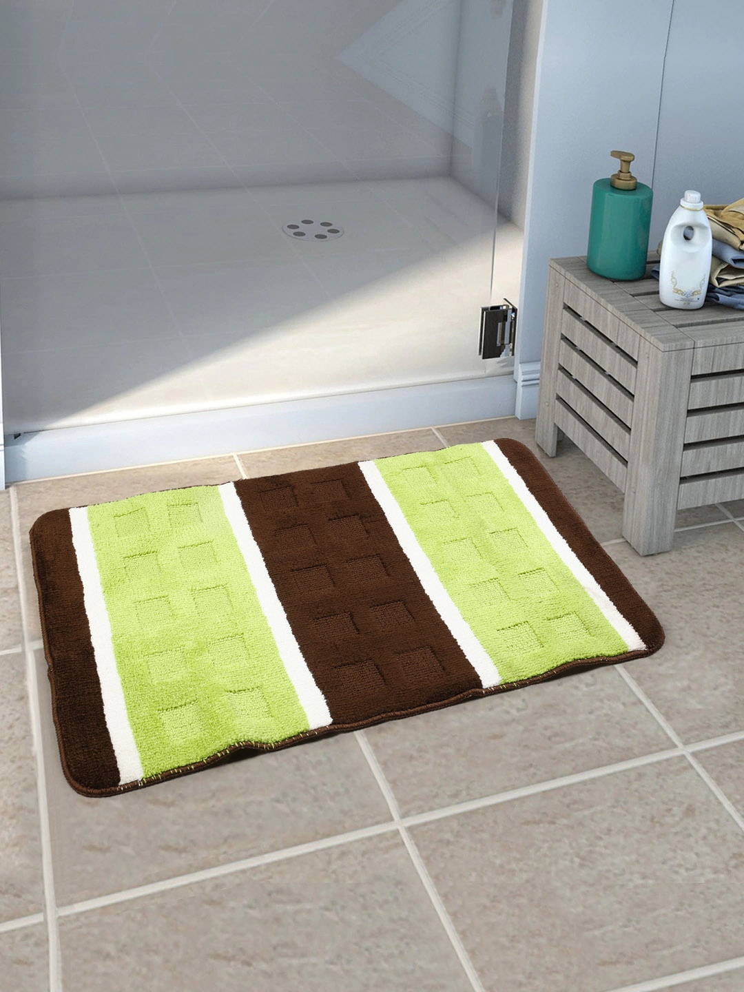 

Saral Home Green & Brown Patterned Rectangular Bath Rug