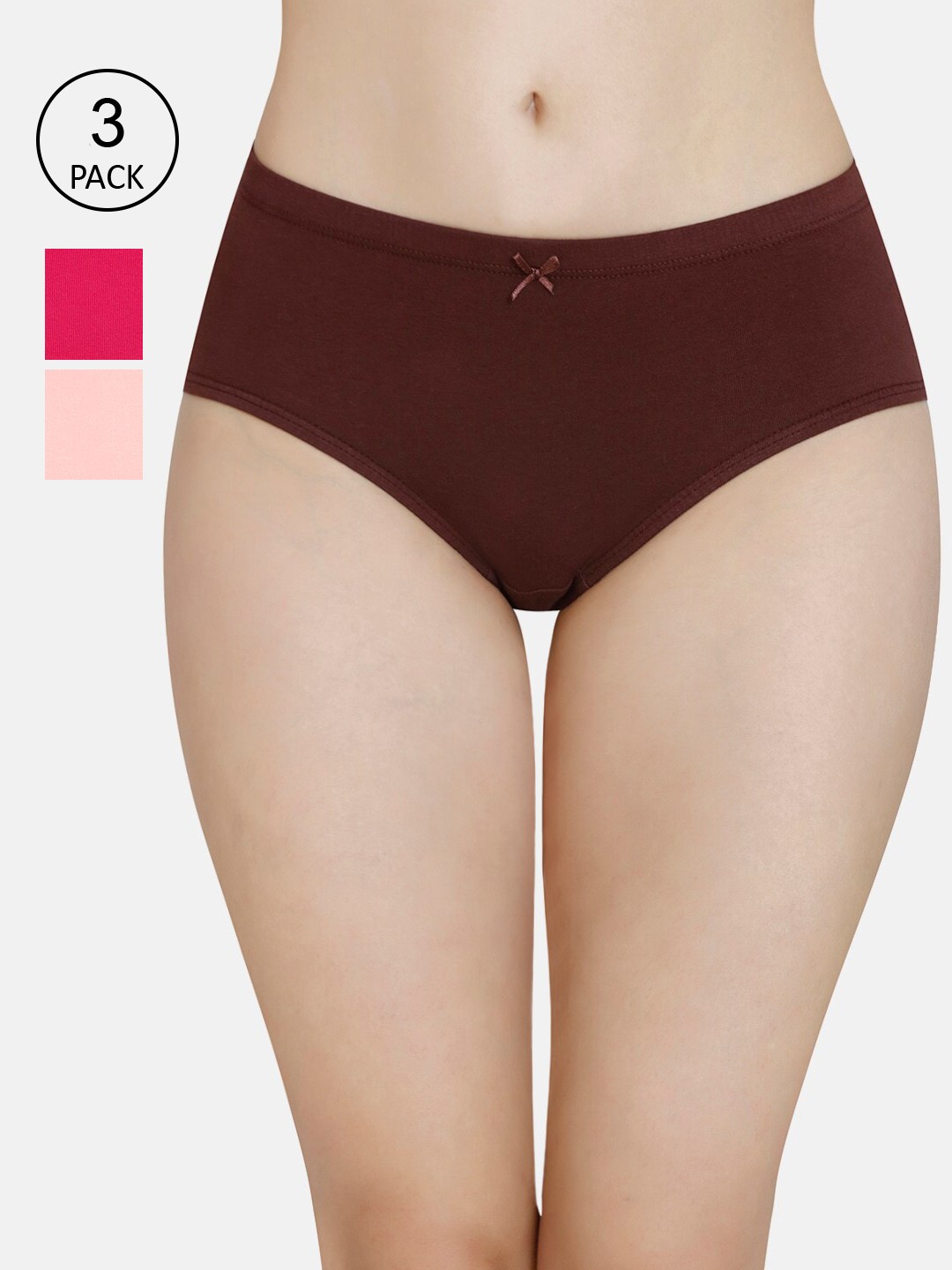 

Amante Women Pack of 3 Solid Mid Rise Hipster Briefs PPK43005, Pink