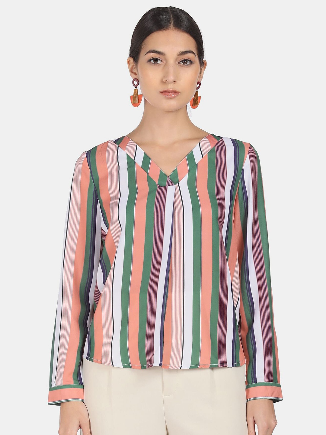 

SHFFL Peach-Coloured & White Striped Top