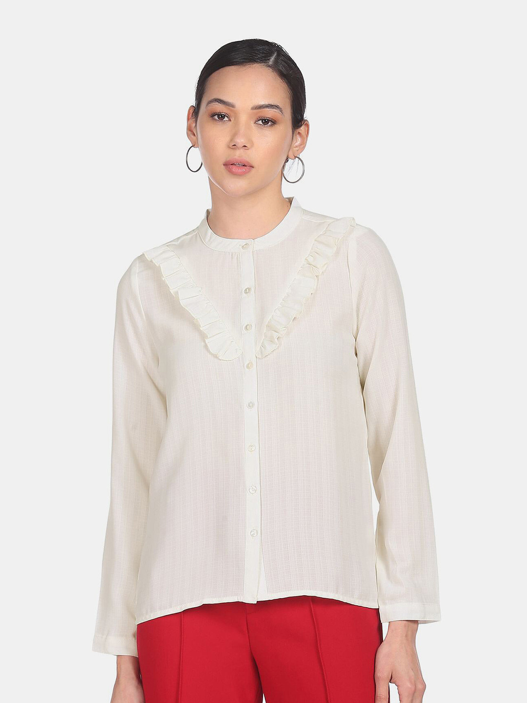 

SHFFL White Tie-Up Neck Top