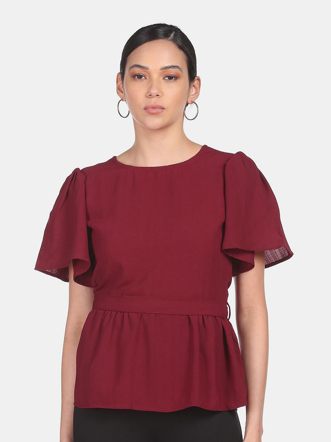 

SHFFL Burgundy Peplum Top