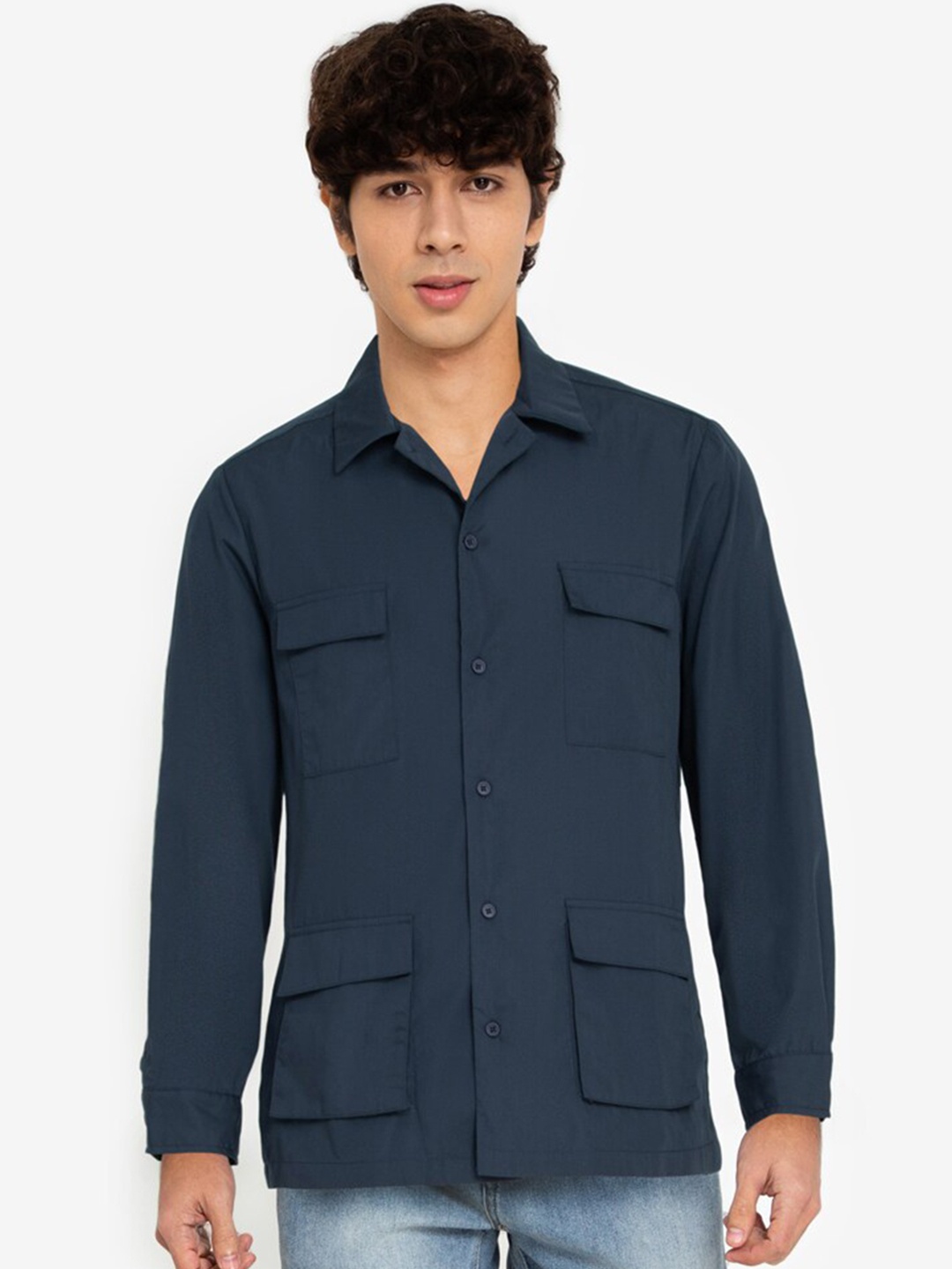 

ZALORA BASICS Men Navy Blue Casual Shirt