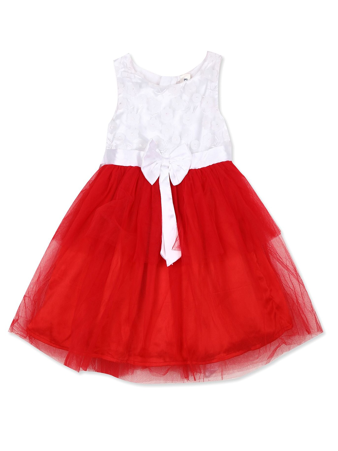 

Cherokee Girls White & Red Fit and Flare Dress