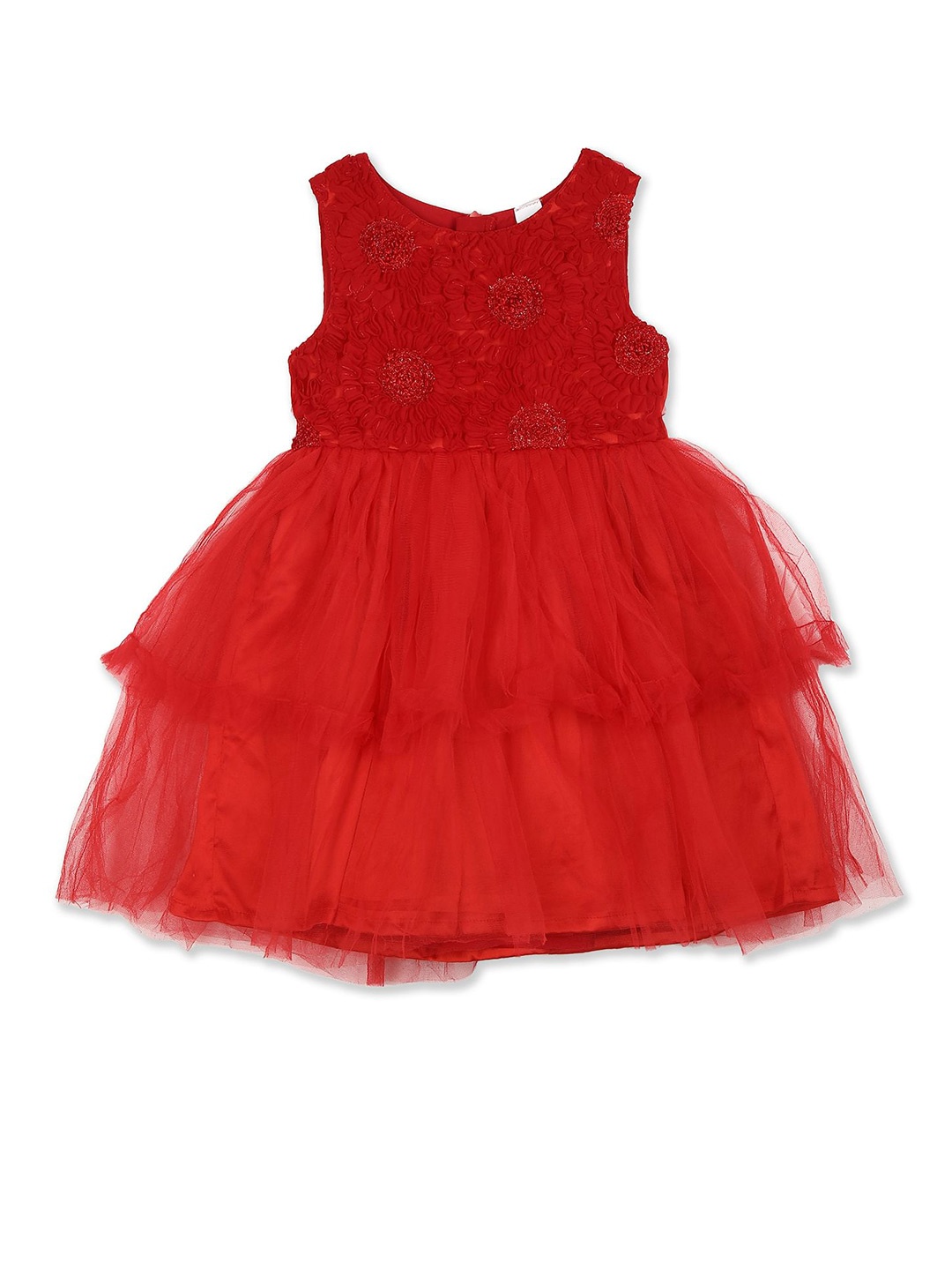 

Cherokee Girls Red Embellished Fringed Dress
