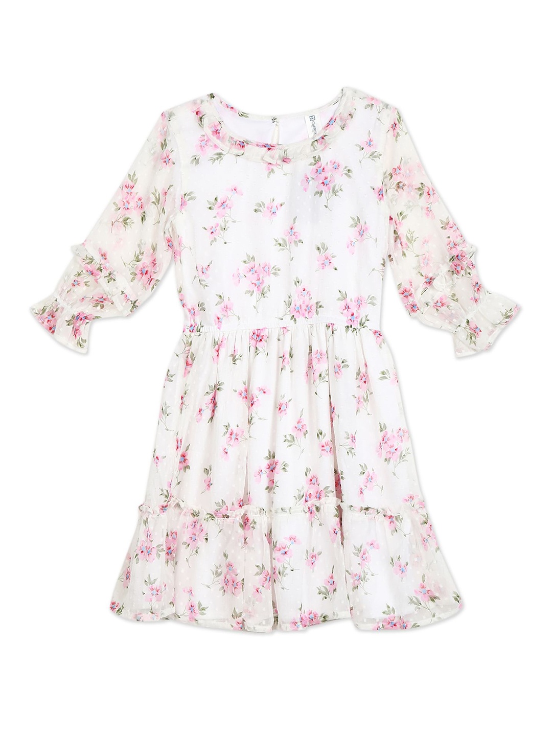 

Cherokee Girls White Floral Printed Fit & Flare Dress