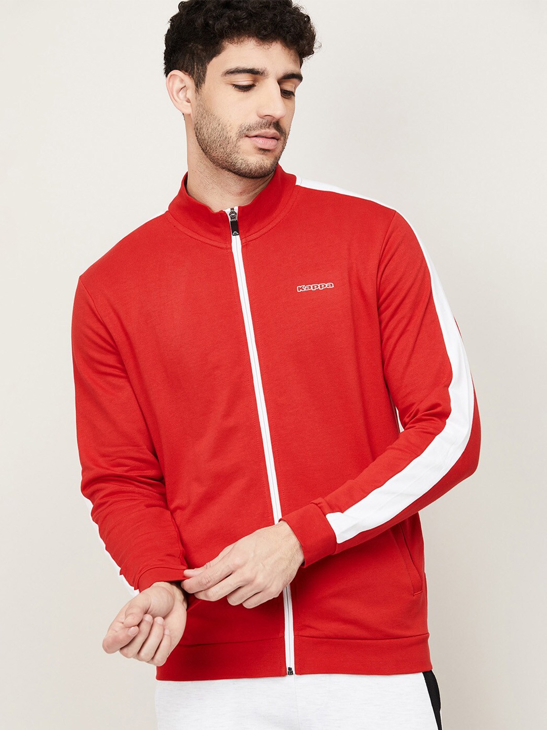 

Kappa Men Red & White Striped Cotton Sweatshirt