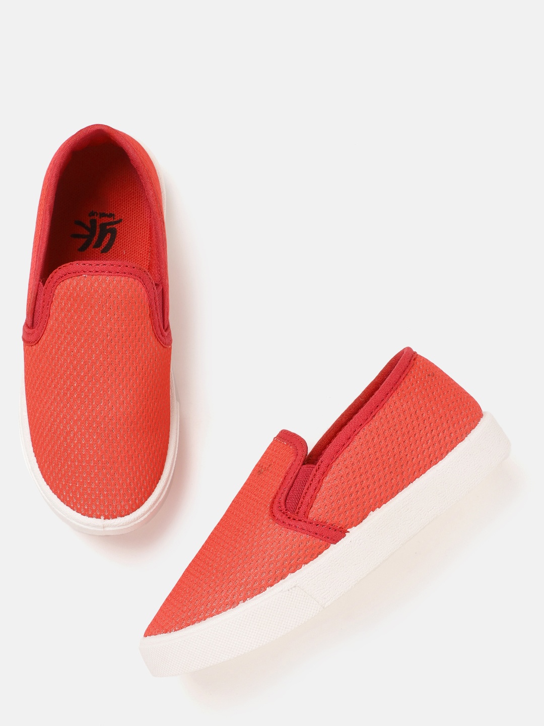 

YK Girls Solid Slip-On Sneakers, Red