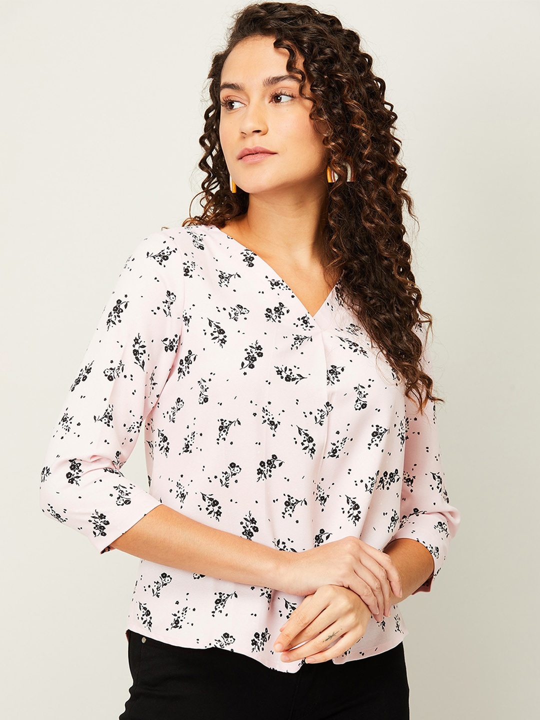 

Bossini Pink Ditsy Floral Print Top