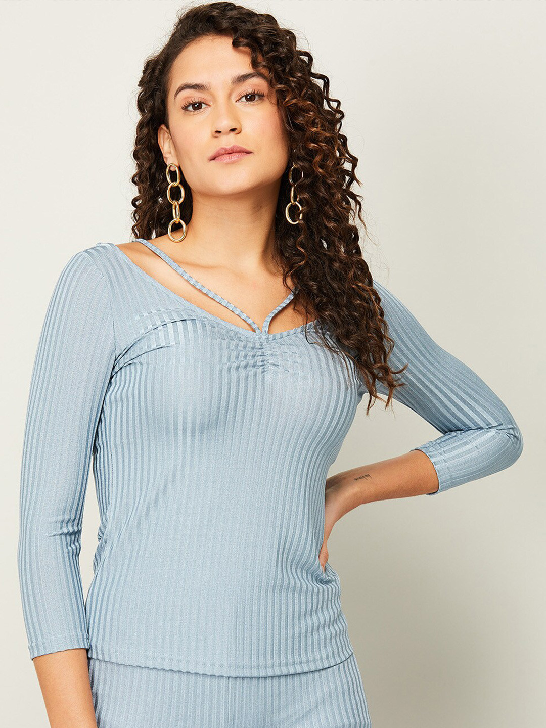 

CODE by Lifestyle Blue Self Design Top