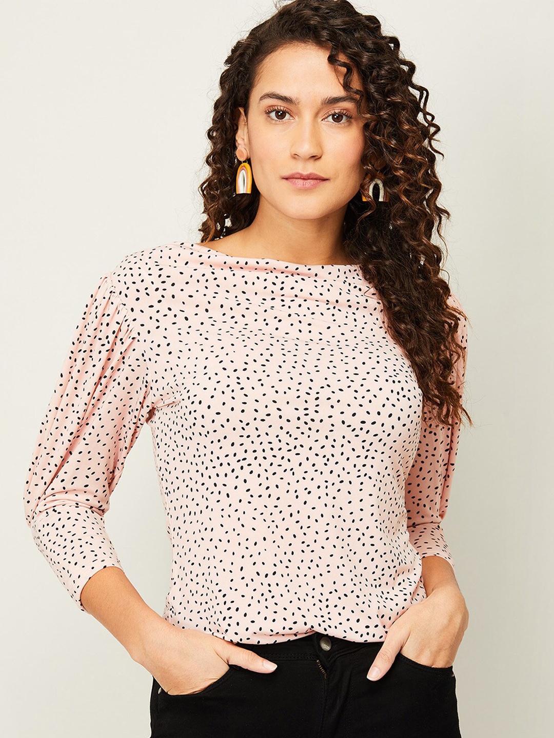 

CODE by Lifestyle Pink & Black Geometric Print Top
