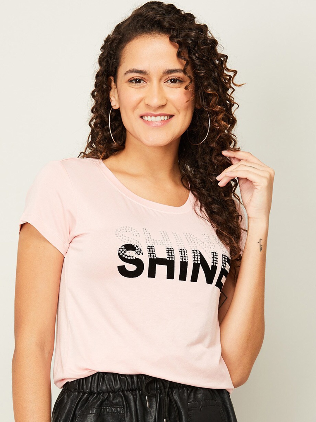 

Fame Forever by Lifestyle Women Pink Printed Denim Top
