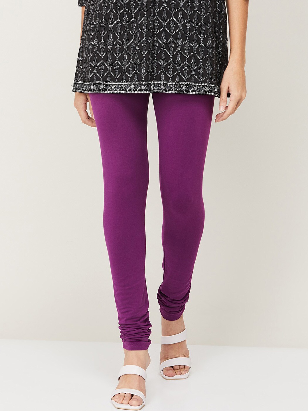 

Melange by Lifestyle Women Purple Mid Rise Solid Cotton Churidar