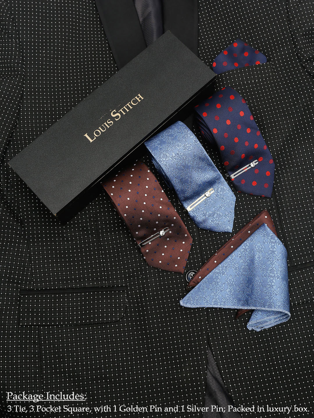 

LOUIS STITCH Men Pack of 7 Accessory Gift Set, Blue