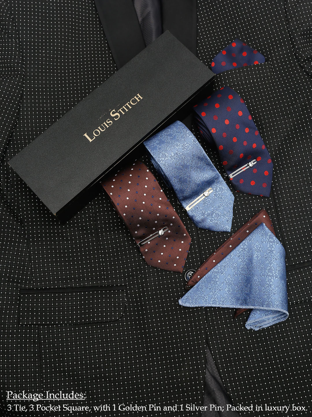 

LOUIS STITCH Men Blue & Brown Printed Accessory Gift Set