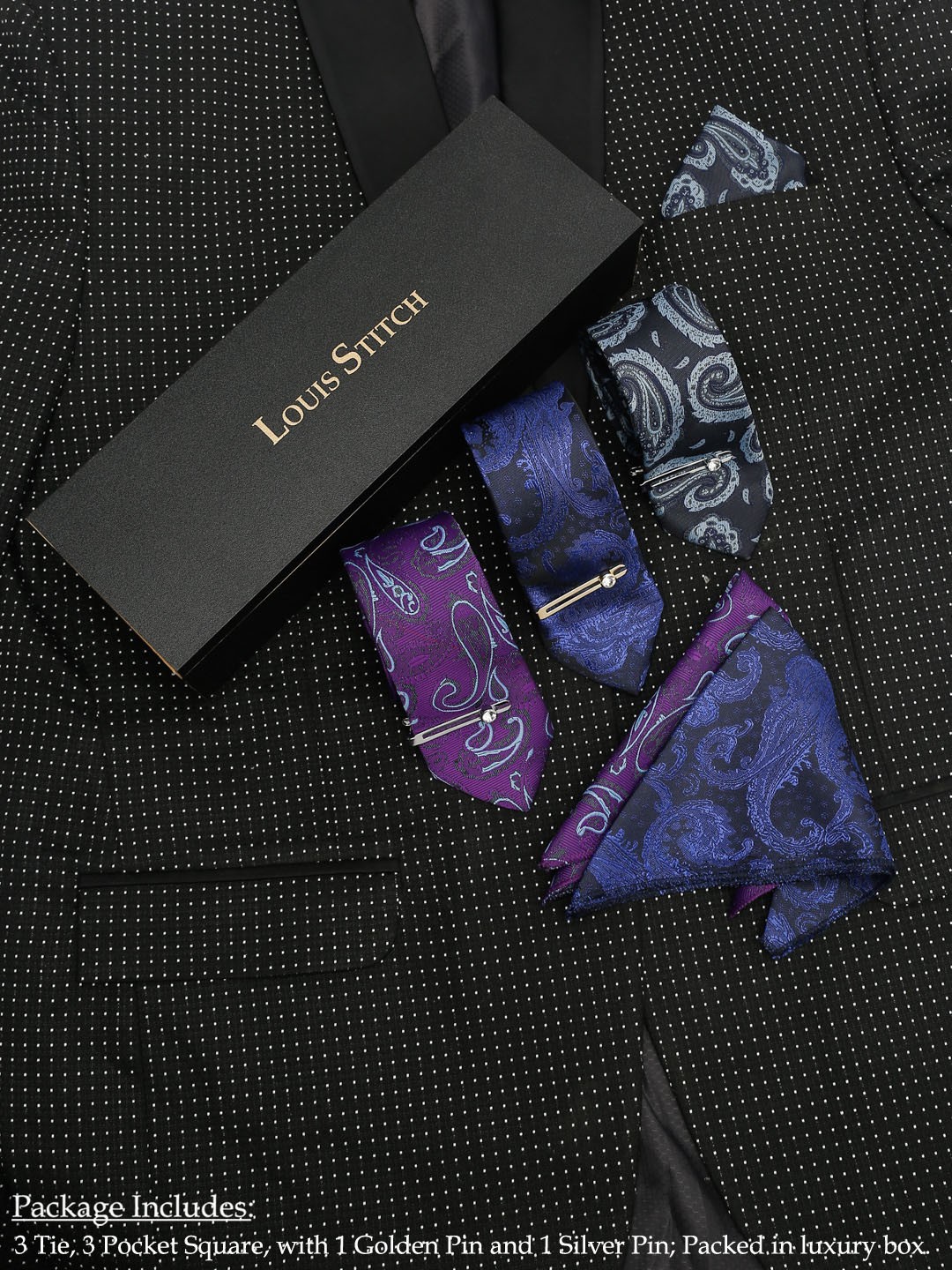 

LOUIS STITCH Men Pack of 7 Accessory Gift Set, Purple